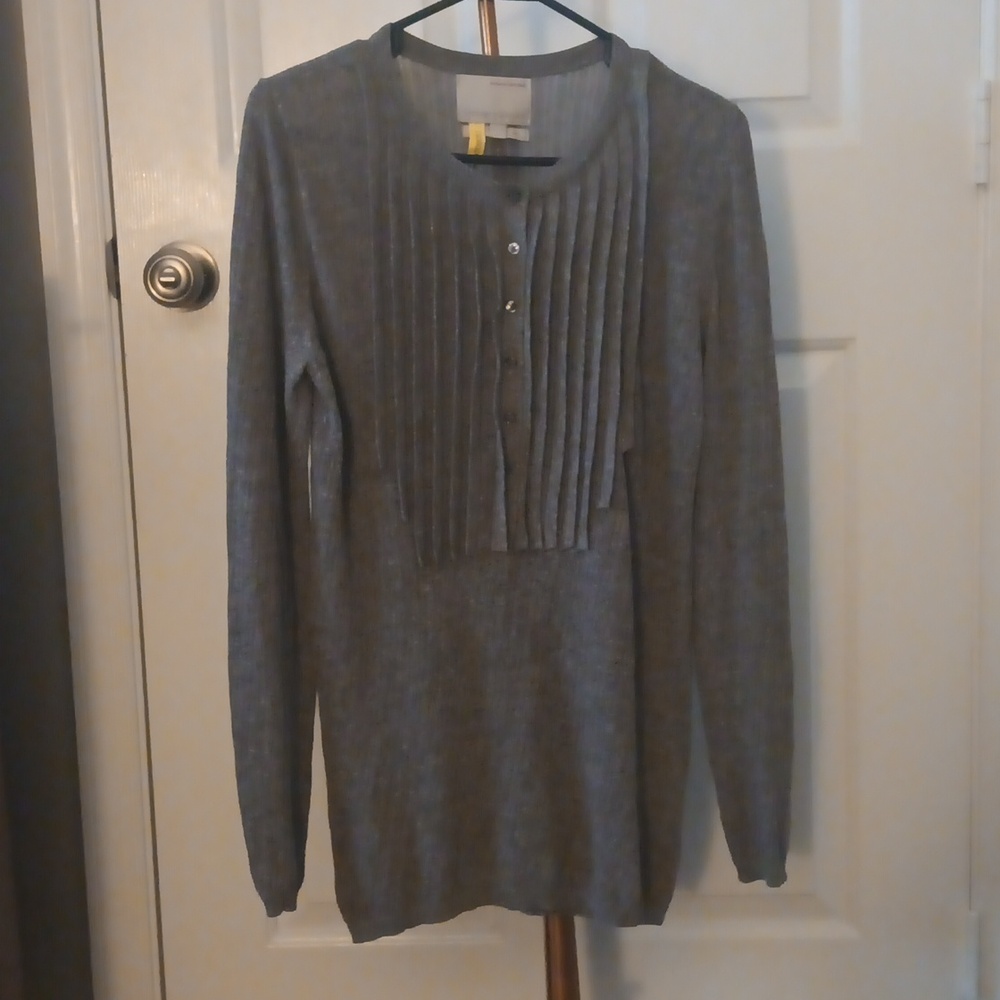 Banana Republic Gray Pleated, Light Pullover Sweater Italian Yarn Size Large